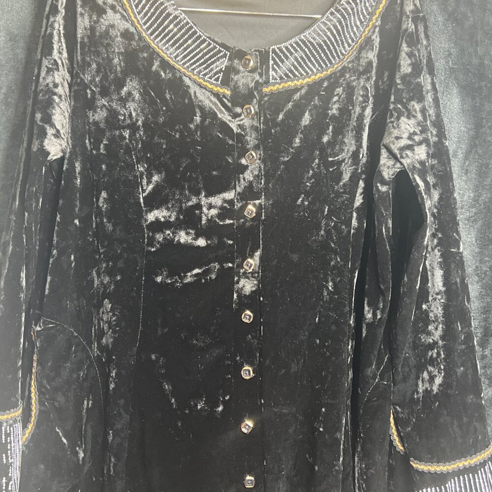 Markiza Collection Black Velvet Tunic Dress Embellished Beading Size 52